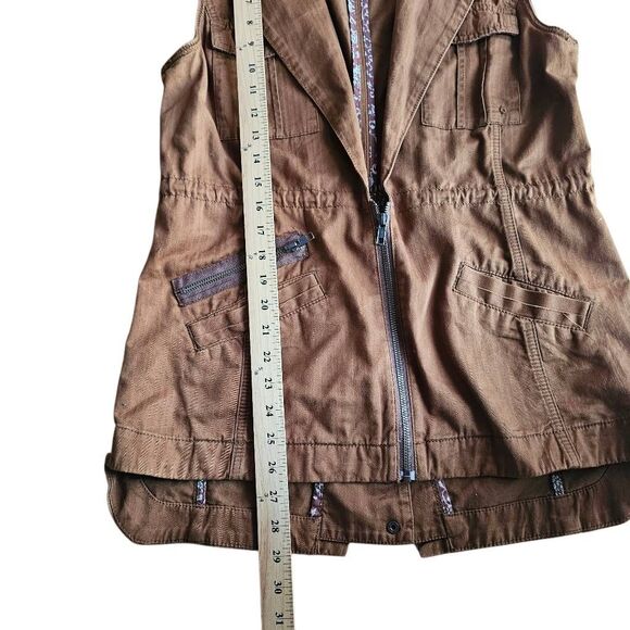 Anthropologie womens Sz S hei hei brown utility cargo vest with pockets - Picture 6 of 8
